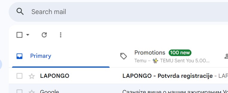 Pristigli email u inboxu