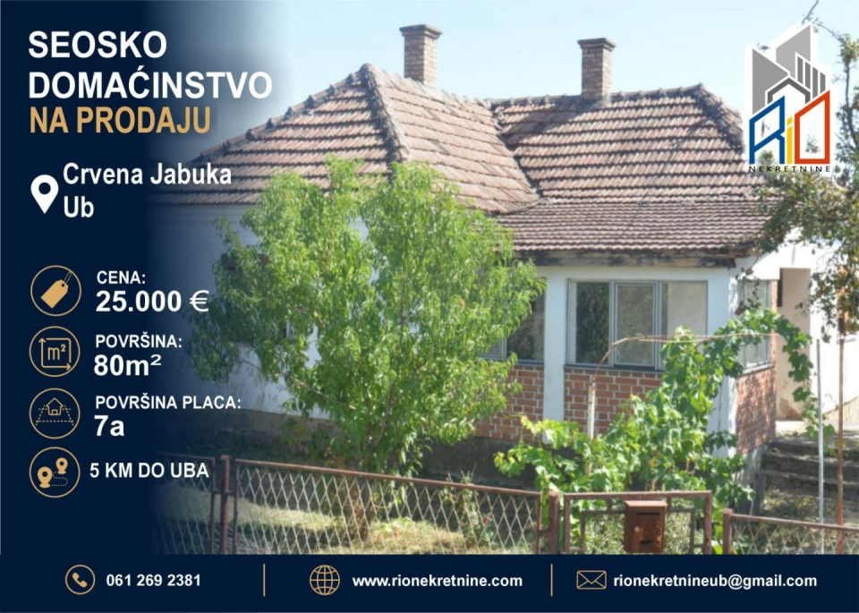 NA PRODAJU!  Seosko domaćinstvo u Crvenoj Jabuci kod Uba
