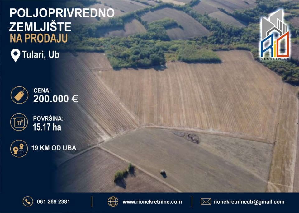 NA PRODAJU!  Poljoprivredno zemljište u Tularima kod Uba!