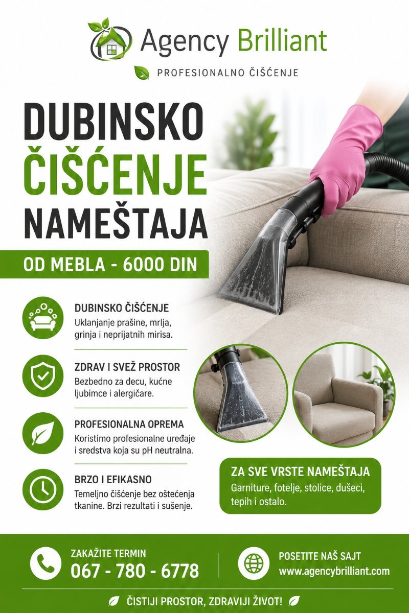 Dubinsko čišćenje nameštaja od mebla  6000 rsd