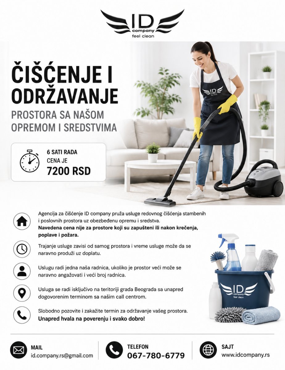 Čišćenje i održavanje prostora sa našom opremom i sredstvima