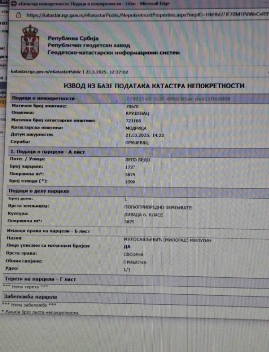 Plac na prodaju Trmčare-Kruševac